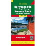 Norge södra syd FB delkarta 1 Oslo - Bergen - Stavanger